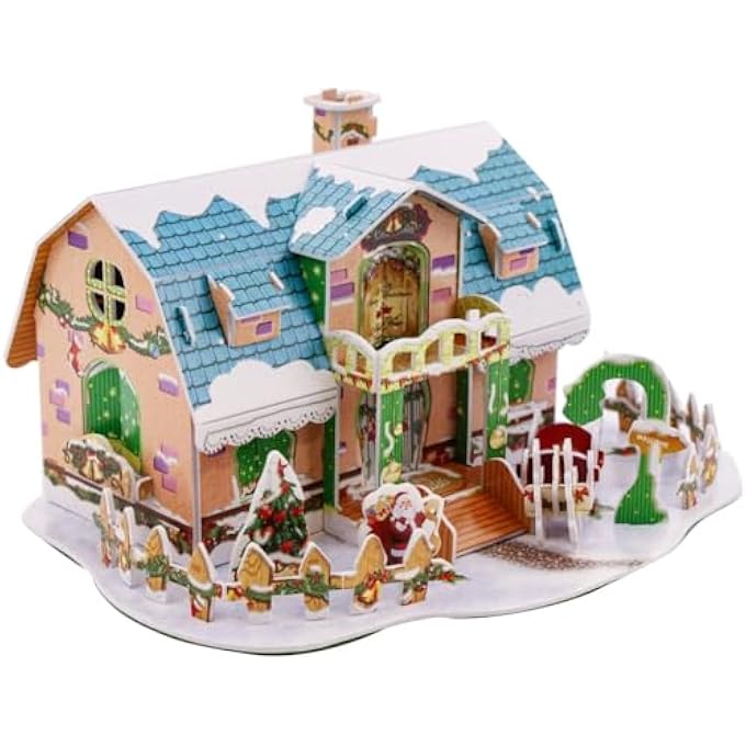 3D PUZZLE CHRISTMAS COLLECTION COZY CHRISTMAS COTTAGE UNIQUE & COLLECTIBLE MODEL ASSEMBLY BUILDING KIT FOR KIDS & ADULTS 38PCS - Image 2